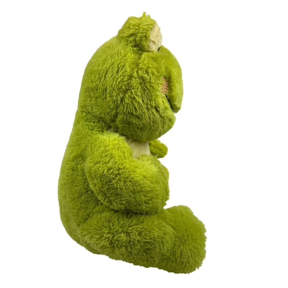 Plush Frog Stuffed Animal Toy Green Yellow Large Sitting 14" - Picture 5 of 10